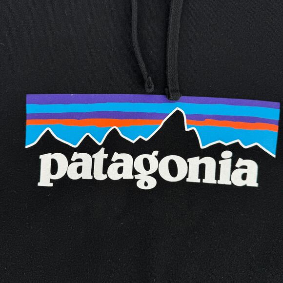 Patagonia Uprisal Hoody Logo Script Outdoors Hoodie Black Size Large - Picture 4 of 9